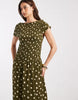 ONLY shirred maxi dress with green polka dot print