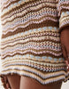 Kiwi & Co Walking On Sunshine crochet flare sleeve mini beach dress in chocolate & pastel stripe