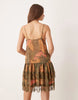 cami tiered ruffle mini dress in khaki floral print
