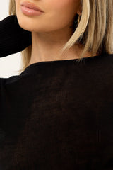 Luck & Trouble Kendall Long Sleeve Knit Top Black