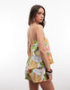 bandeau double layer romper in tropical print