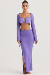 violet cutout maxi skirt