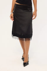 Luck & Trouble Alexa Lace Midi Skirt Black