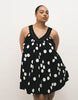 Curve poplin v-neck mini smock sundress with lace overlay in black and white polka dots