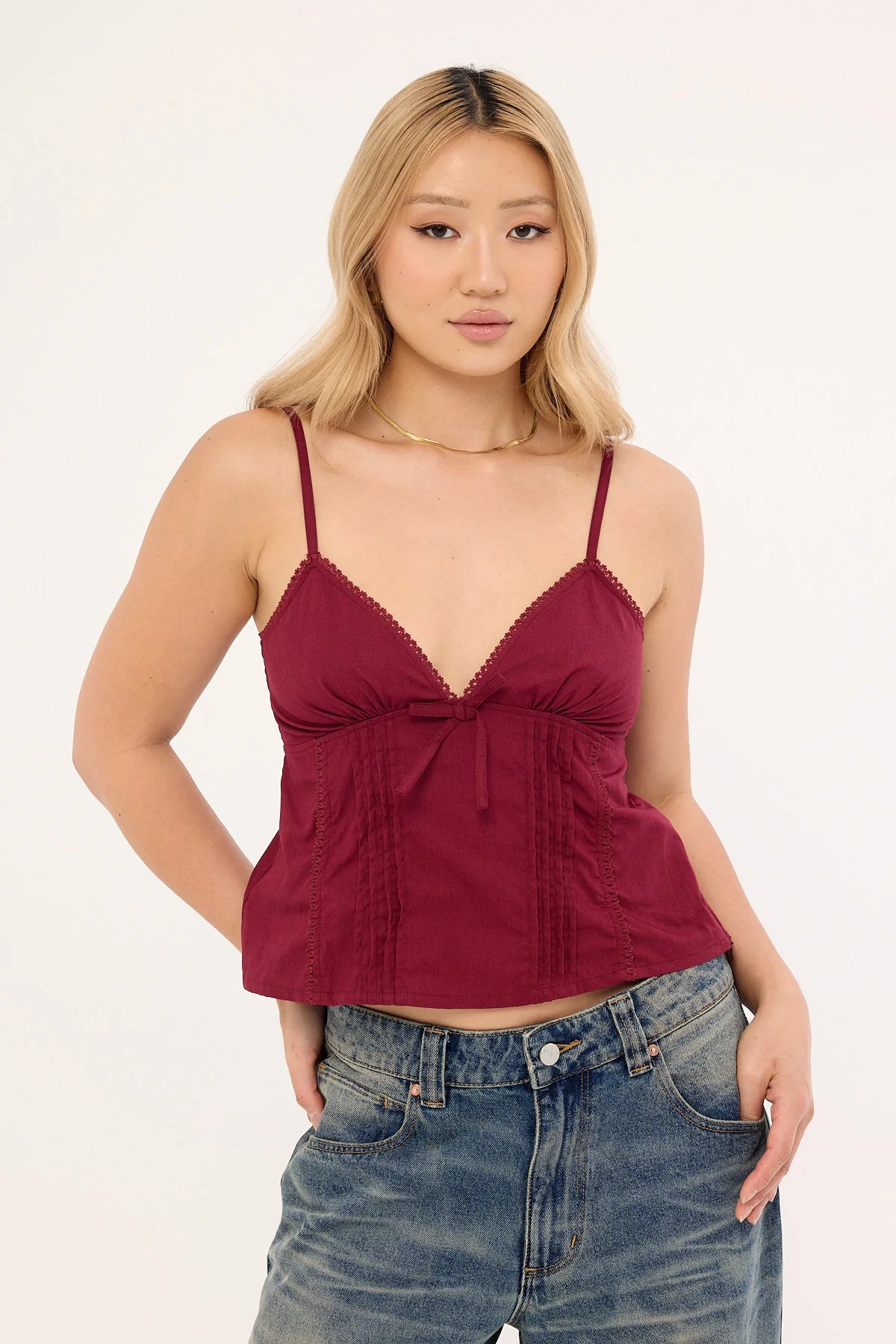 Motel Jepuni Cami Top Burgundy