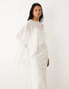 draped batwing asymmetric one sleeve maxi dress in ivory