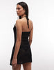 Monki floral crochet tie front beach mini dress in black
