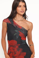 Gerri Off Shoulder Maxi Dress - Black Floral