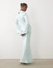 Daska satin ruched high cowl neck maxi dress in ice blue