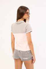 Rusty Insert Dad Joke Baby Polo Tee Pink/Grey