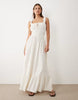 Miss Selfridge seersucker shirred detail maxi dress in cream
