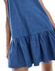 ONLY Tall dropped waist chambray mini dress in mid blue