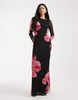 Vero Moda Tall long sleeve mesh maxi dress in black with overblown floral