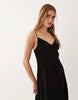 Mango v-neck sleeveless midi dress with pleat detail in black