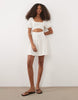 puff sleeve cut out detail mini dress in white