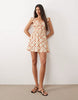 Wednesday's Girl ruffle detailing milkmaid minidress in rose print