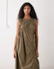 COLLUSION multi channel midi dress in green plaid