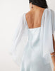 satin chiffon cape layer mini dress in blue