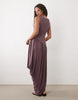 soft touch jersey drape detail midi dress in mauve