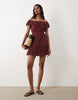 Miss Selfridge off shoulder ruffle mini dress in red