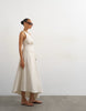Topshop cotton poplin tucked side racer neck maxi dress in stone