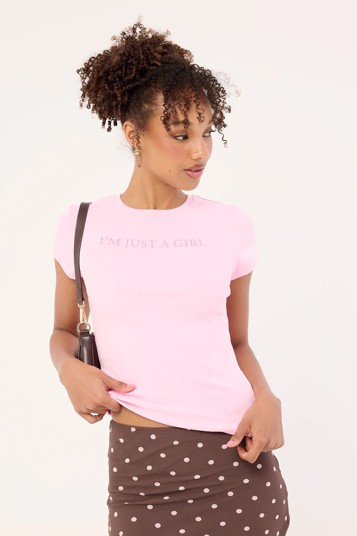 Luck & Trouble I'm Just A Girl Baby Tee Pink