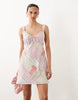 Abercrombie & Fitch linen rich milkmaid mini dress in abstract stripes