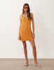 Mango cotton rich crochet mini dress in bright orange