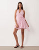 Gina Tricot sheer wrap mini dress in pink polka dot