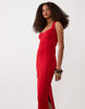 scoop front racer back seam detail midi dress in red