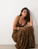 VILA jacquard cami maxi dress with trim details in brown