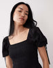 Wednesday's Girl shirred detail midaxi smock dress in black