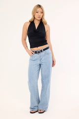 Motel Nyra Top Cupro Black