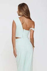 The Edit Tailored Off Shoulder Crop Top Mint