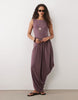 soft touch jersey drape detail midi dress in mauve