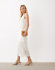 VILA jacquard knit sleeveless midaxi dress with waist detail in cream