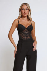 The Forever Fit Lace Bodysuit Black