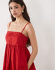 Abercrombie & Fitch strappy square neck babydoll mini dress in red