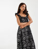 Vero Moda ruffle cami strap midi dress in black and white floral print