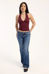 L&t Sylvia Halter Top Burgundy