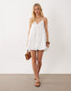 Ghospell Cove cami strap bubble hem mini dress in white