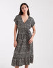 ONLY tie waist midi dress in zebra print