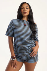 Lioness Bloom Knit Short Grey Blue Stripe