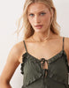 Iisla & Bird ruffled beach maxi dress in olive