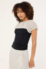 Motel Naria Top CFN White Basic Polka Black