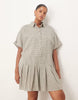 Curve boxy mini shirt dress with dropped waist in black and white plaid