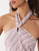 Cotton On linen look halterneck dress in pink stripes