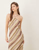halter neck chiffon maxi dress in multi stripes