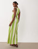 scoop neck maxi dress in green stripe
