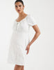 Vero Moda Maternity cotton broderie puff sleeve milkmaid mini dress in white